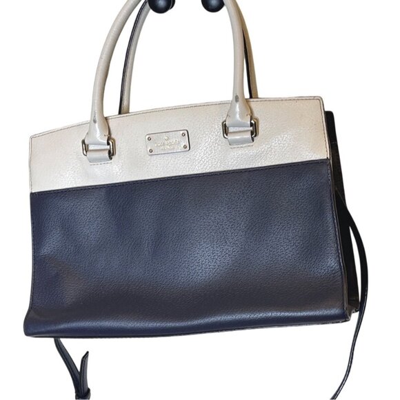kate spade Handbags - Kate Spade New York Grove Street Caley Leather Satchel Navy Blue White M